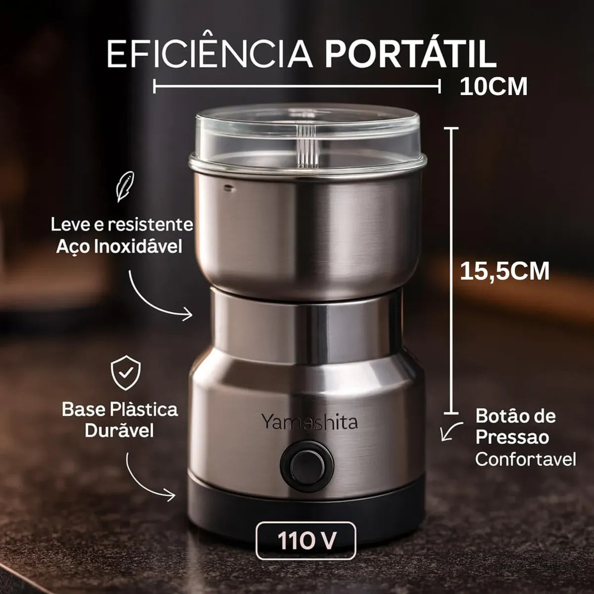Moedor elétrico de café Premium - Café Fresco Moído na Hora, com Praticidade e Sabor Intenso