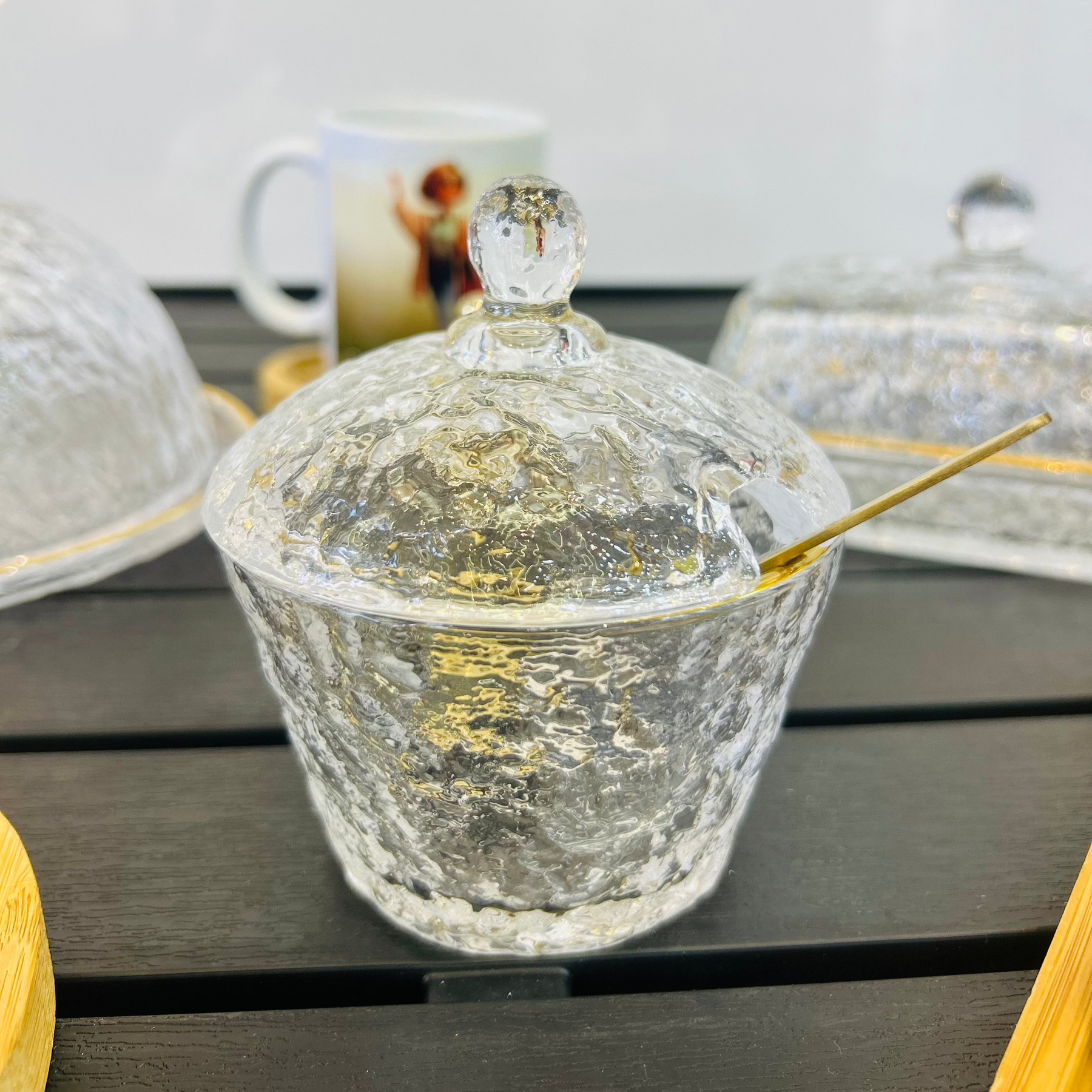Conjunto de Queijeira + Manteigueira + Açucareiro - Mesa Posta Lar Equipado