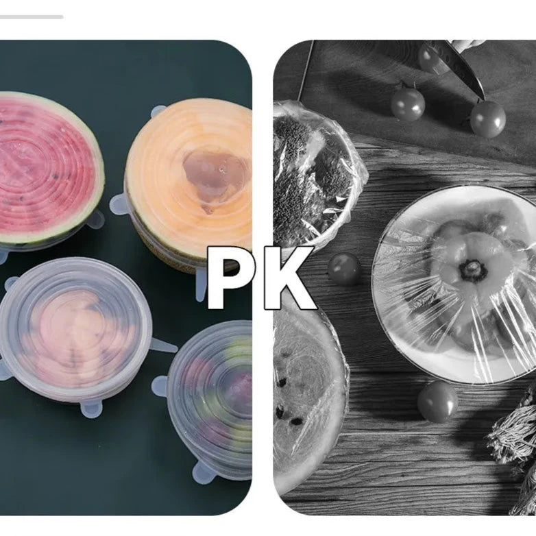 kit 6 Tampa de Silicone Elástica Ajustável e Pratica para Sua Cozinha!