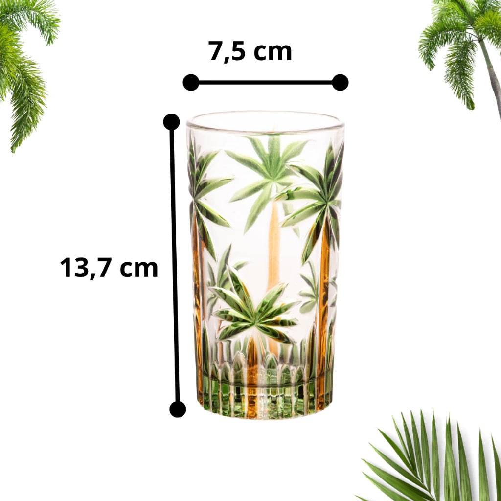 Copos Altos de Cristal 360ml – Palm Tree Wolff (6 Unidades)