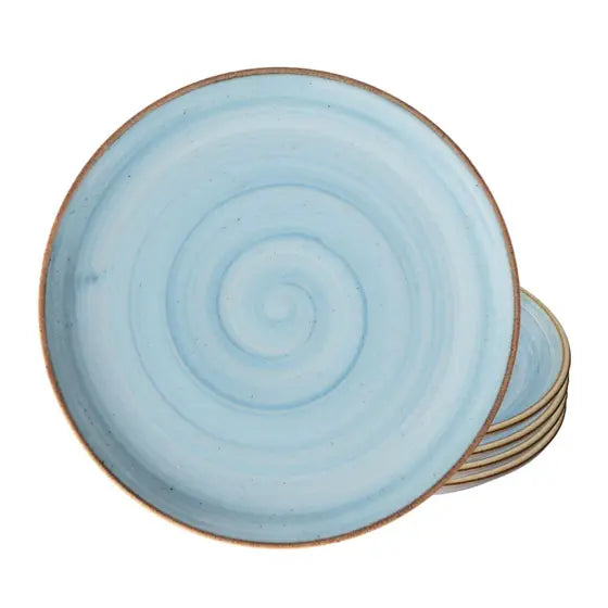 Conjunto de Pratos Caoba Azul – 8 Peças em Cerâmica para Mesa Posta Elegante