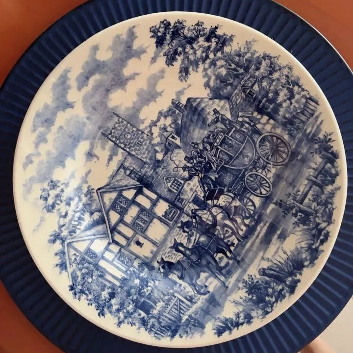 Conjunto de Pratos Raso Caoba Azul – 6 Peças de Cerâmica para Mesa Posta Sofisticada