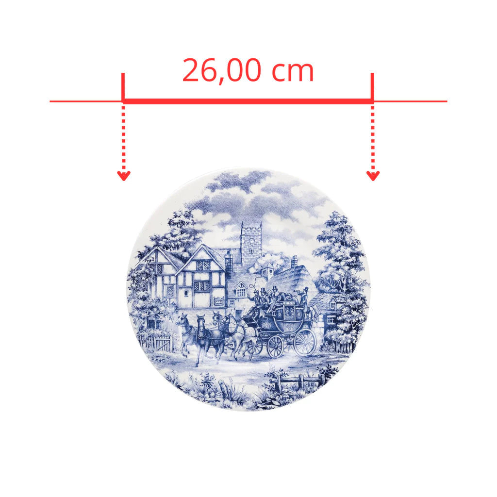 Conjunto de Pratos Raso Caoba Azul – 6 Peças de Cerâmica para Mesa Posta Sofisticada