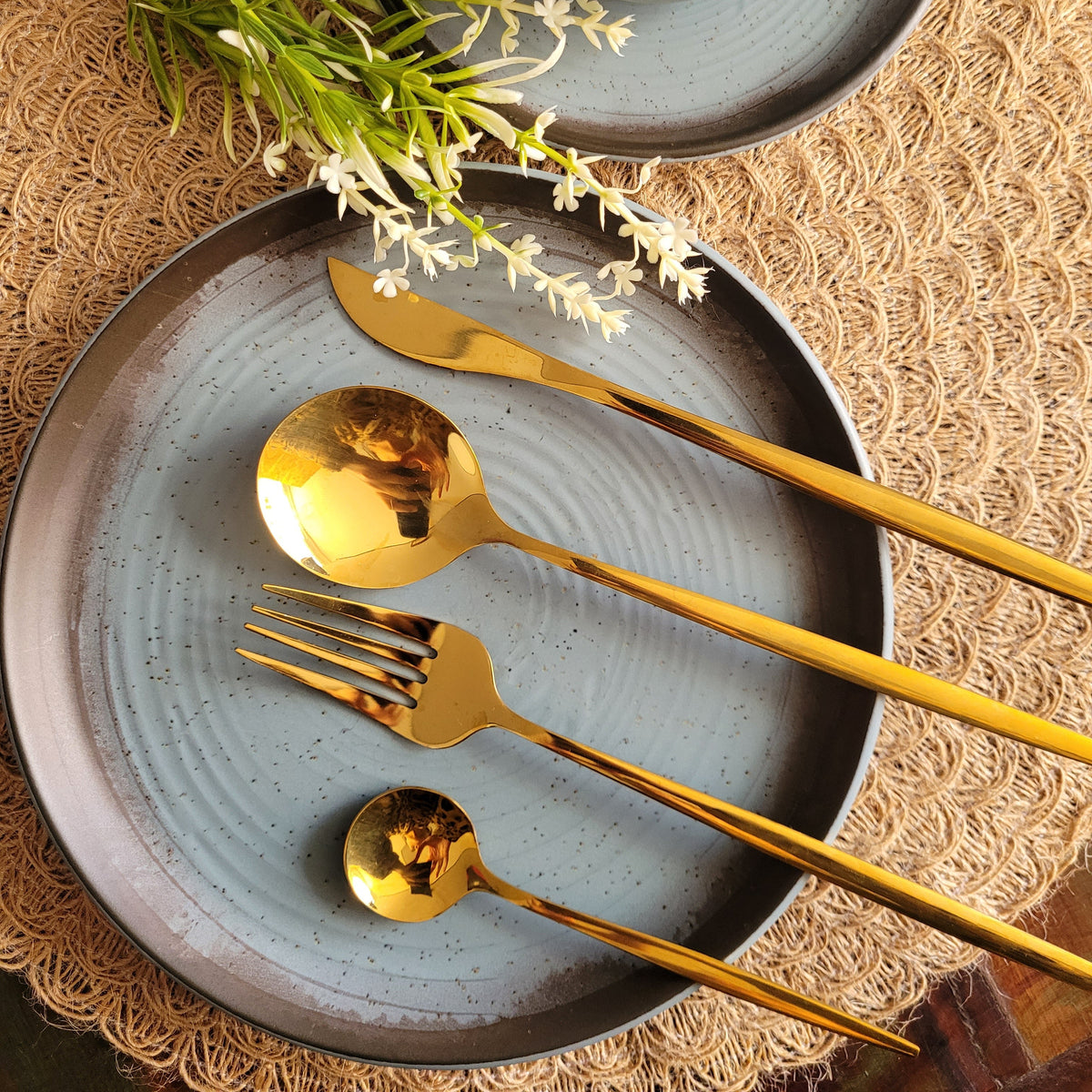 Jogo de Talheres em Aço Inox  Dourado  -  Gold  Glamour -Compre e  Leve O Dobro