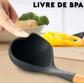 Kit de Utensílios em Silicone e Bambu 12 peças – Funcionalidade com Elegância para sua Cozinha!