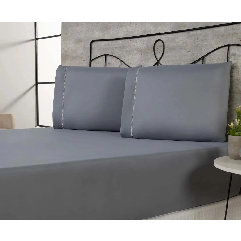 Conjunto de Lençóis QUEEN 3 Peças - 400 Fios Micropercale com Ponto Palito