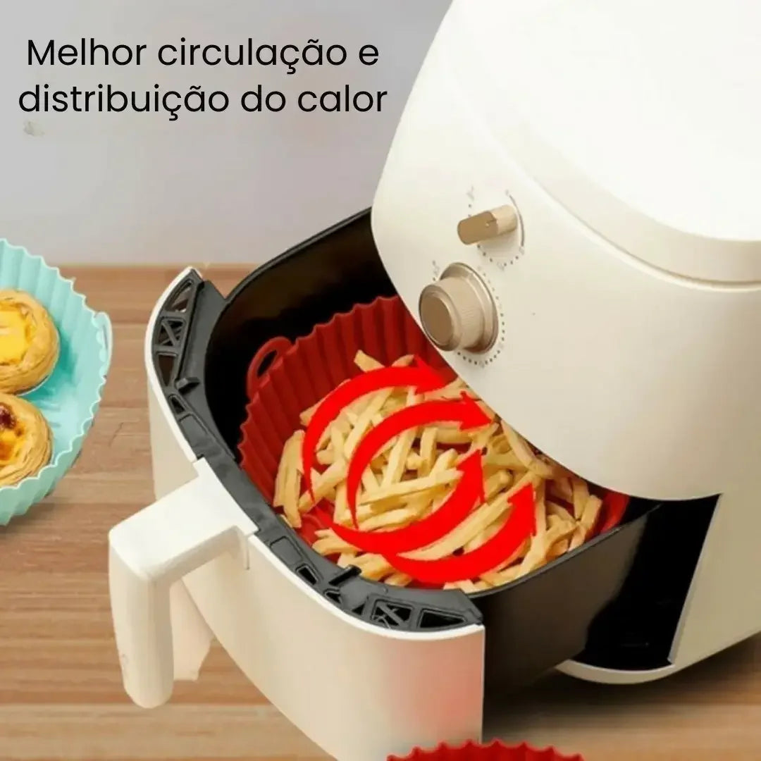 Forma de Silicone para AirFryer Reutilizável - Antiaderente, Fácil de Limpar e Mais Praticidade na Cozinha
