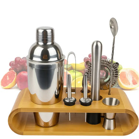 Kit Barman Profissional 10 Peças em Inox com Suporte - Prepare Drinks com Estilo e Precisão