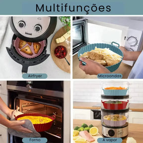 Forma de Silicone para AirFryer Reutilizável - Antiaderente, Fácil de Limpar e Mais Praticidade na Cozinha