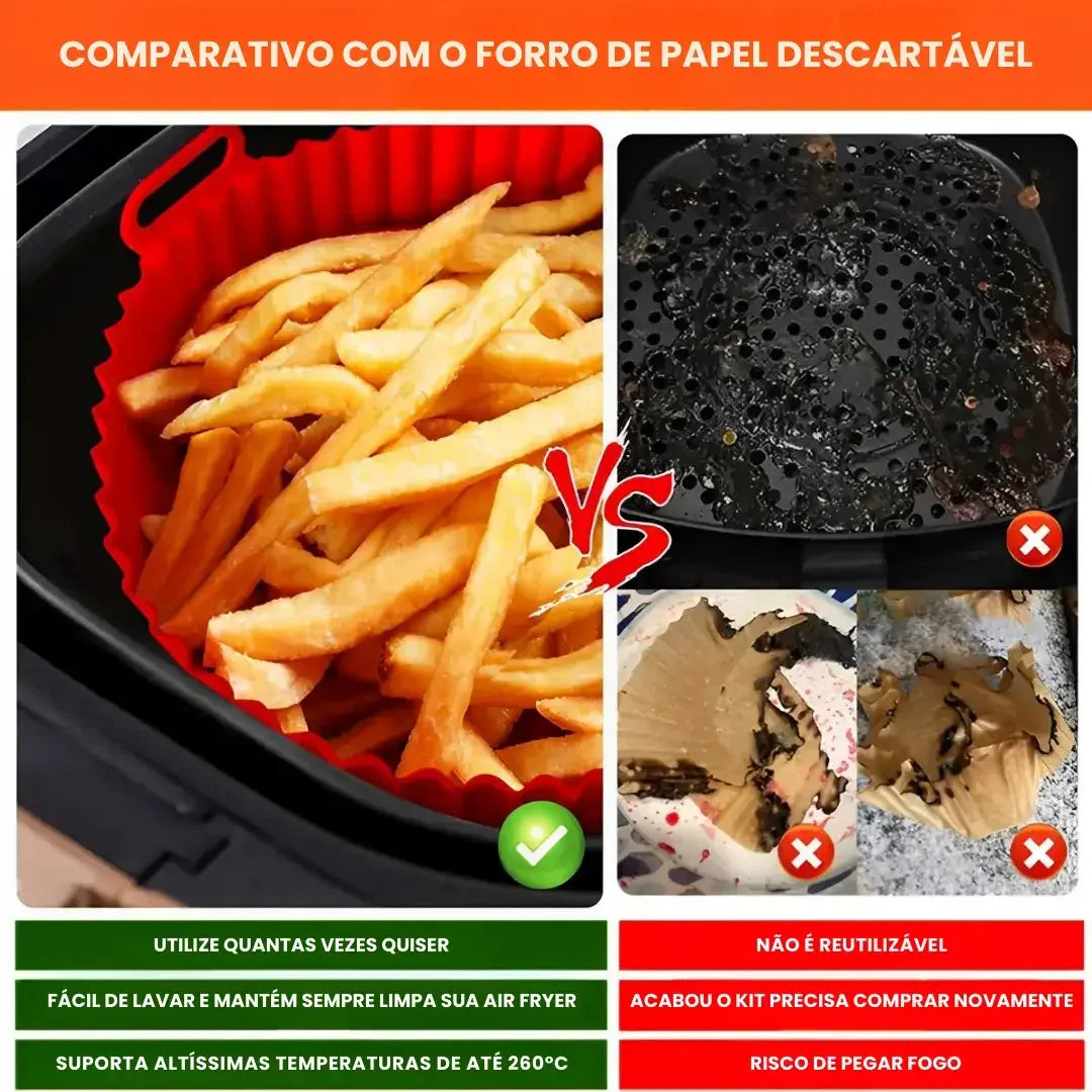Forma de Silicone para AirFryer Reutilizável - Antiaderente, Fácil de Limpar e Mais Praticidade na Cozinha