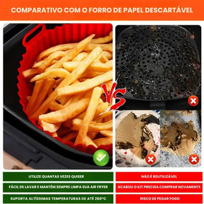 Forma de Silicone para AirFryer Reutilizável - Antiaderente, Fácil de Limpar e Mais Praticidade na Cozinha