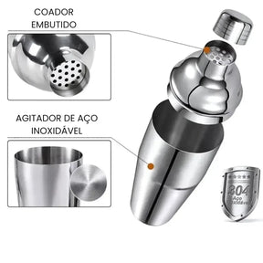 Kit Barman Profissional 10 Peças em Inox com Suporte - Prepare Drinks com Estilo e Precisão