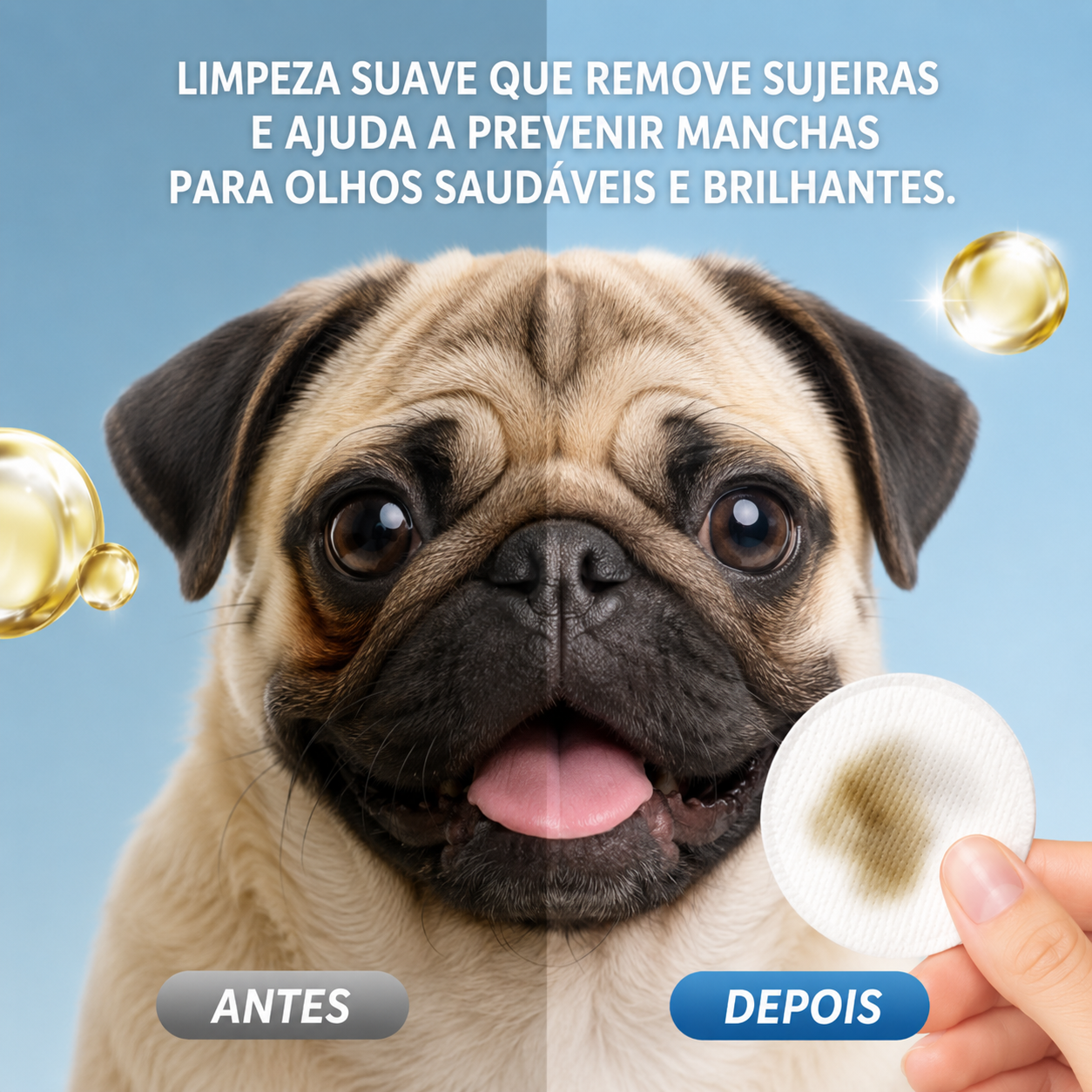 Lenços Umedecidos Para Limpeza De Olhos Pet Anti-Manchas Lacrimal Com Aloe Vera