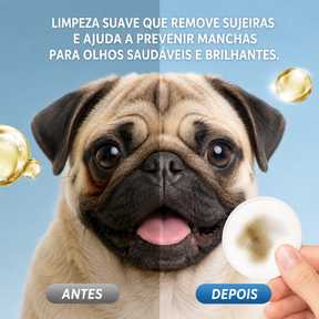 Lenços Umedecidos Para Limpeza De Olhos Pet Anti-Manchas Lacrimal Com Aloe Vera