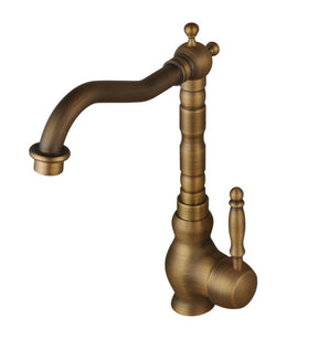 Torneira 360° Vintage de Bancada Bronze Clássico - Bica Giratória com Dupla Alavanca para Cozinha e Banheiro