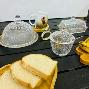 Conjunto de Queijeira + Manteigueira  + Açucareiro - Mesa Posta Lar Equipado