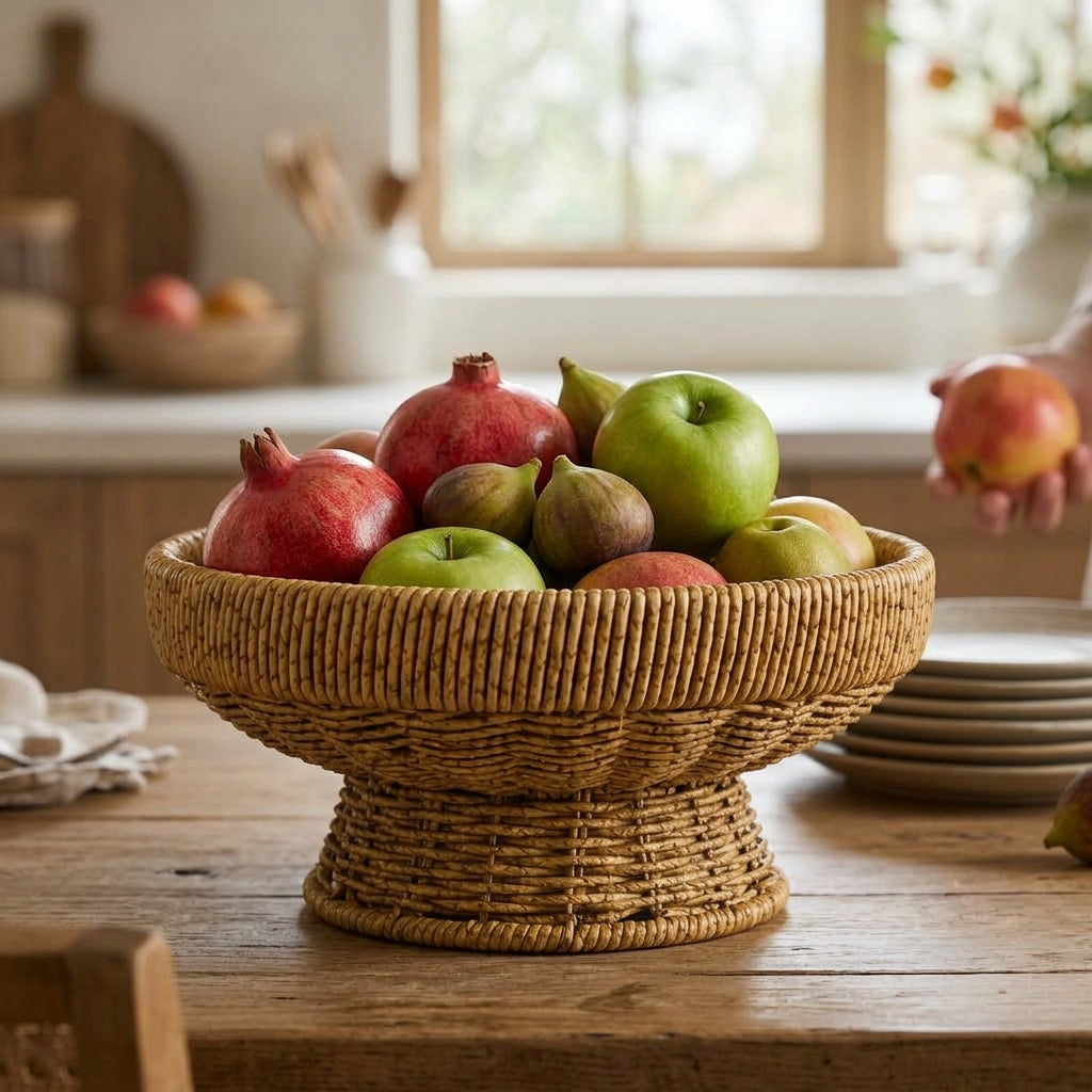 Fruteira de Mesa em Rattan Natural Paya M – Decoração Acolhedora e Sofisticada