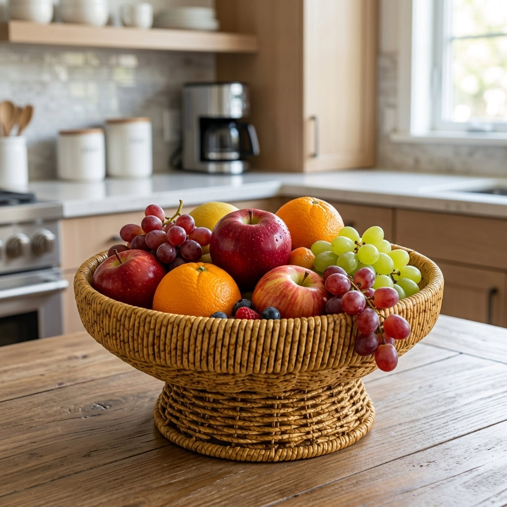 Fruteira de Mesa em Rattan Natural Paya M – Decoração Acolhedora e Sofisticada