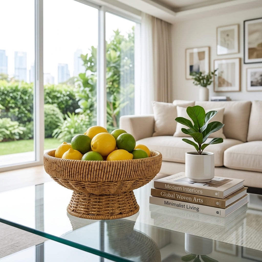 Fruteira de Mesa em Rattan Natural Paya M – Decoração Acolhedora e Sofisticada