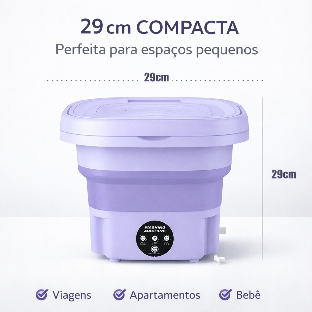 Mini Máquina de Lavar Dobrável 6,5L – Ideal para Roupas Pequenas, Bebê e Viagem