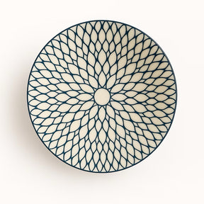 Jogo com 4 Bowls de Porcelana Decorativos – Estampa Geométrica Moderna | Mesa Posta Elegante | Lar Equipado