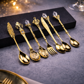 Kit 6 Colheres Vintage Luxo para Café e Sobremesa – Detalhes Esculpidos