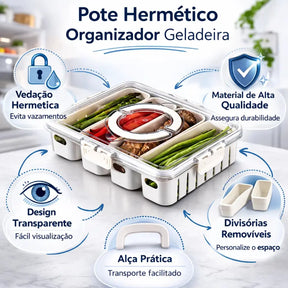 Pote Hermético Organizador com 4 Divisórias