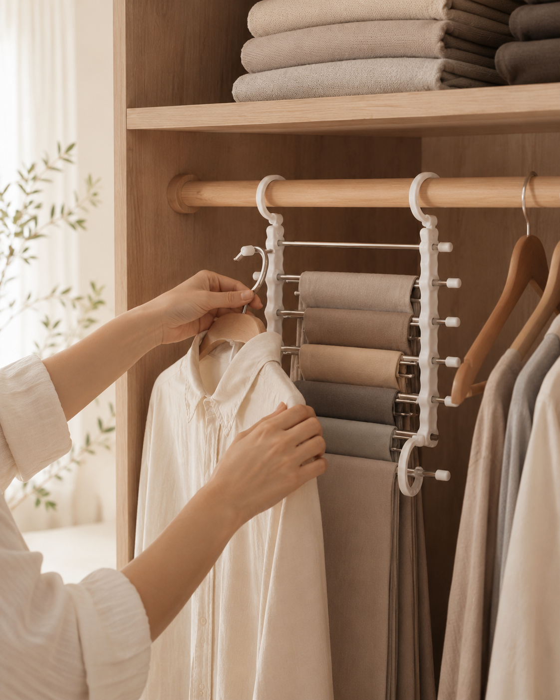 Cabideiro Organizador Multiuso 5 em 1 para Guarda-Roupa