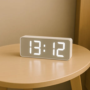 Relógio de Mesa Digital Decorativo Despertador LED Espelhado