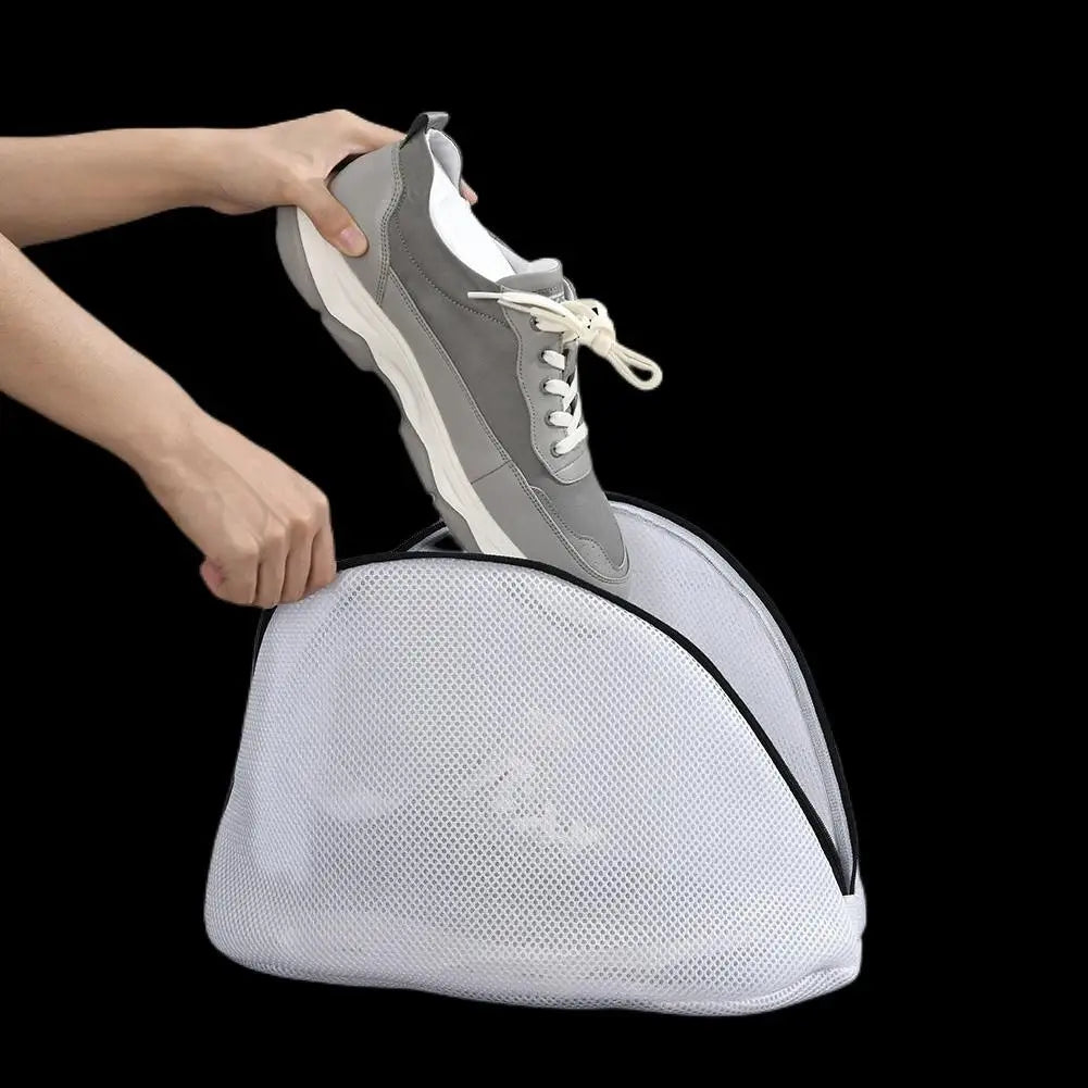 Saco de Lavagem para Sapatos em Malha – Grande Capacidade, Anti-Deformação, com Fechamento em Cordão