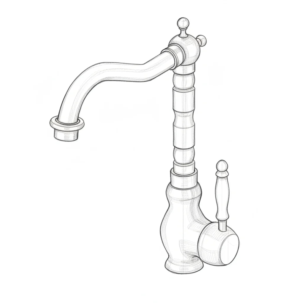 Torneira 360° Vintage de Bancada Bronze Clássico - Bica Giratória com Dupla Alavanca para Cozinha e Banheiro