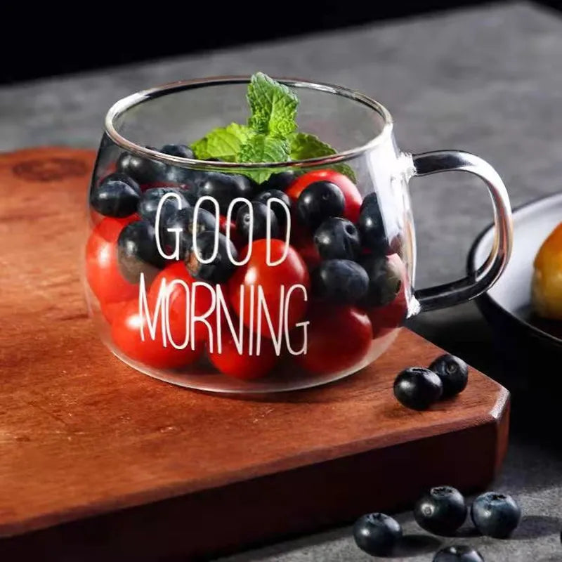 Caneca Good Morning 380ml com detalhe da escrita em branco