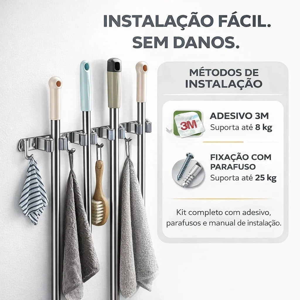 UltraGrip Inox - Suporte para Vassouras e Rodos