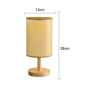 Abajur de Mesa LED com USB em Linho e Madeira