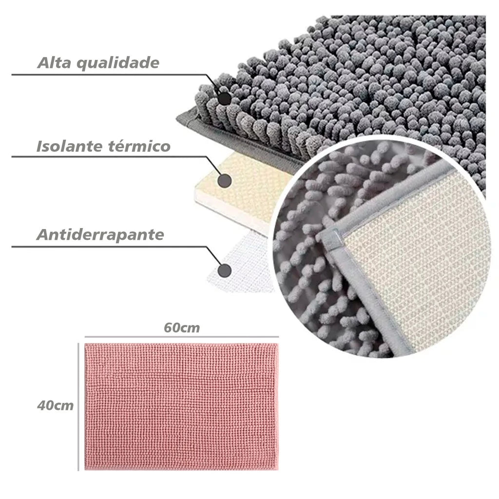 Tapete de Banheiro Microfibra Macarrão Luxo – 40x60cm