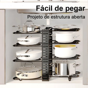 Organizador de Panelas Ajustável para Armário de Cozinha