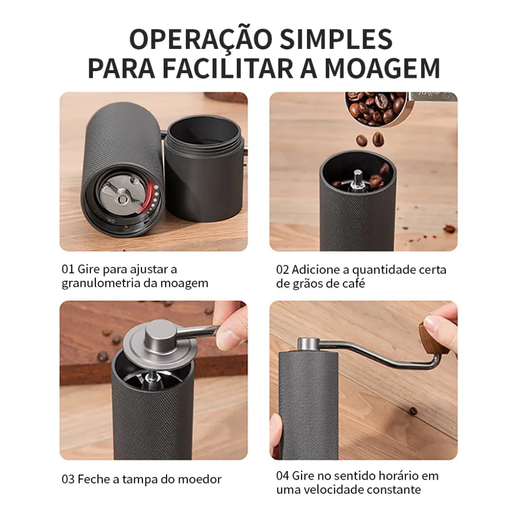 Moedor de Café Manual Premium em Inox