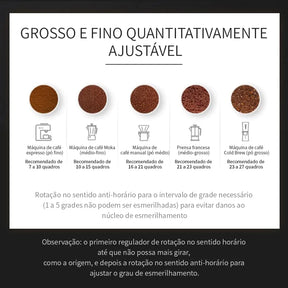 Moedor de Café Manual Premium em Inox