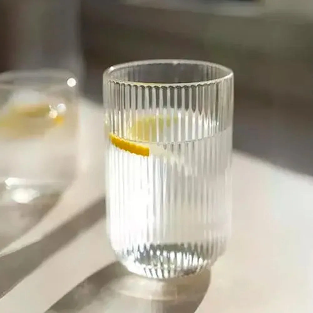 Conjunto de Copos Canelados  – Vidro Elegante para uma Mesa Posta  6 unid. 460ml