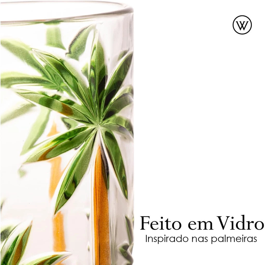 Copos Altos de Cristal 360ml – Palm Tree Wolff (6 Unidades)