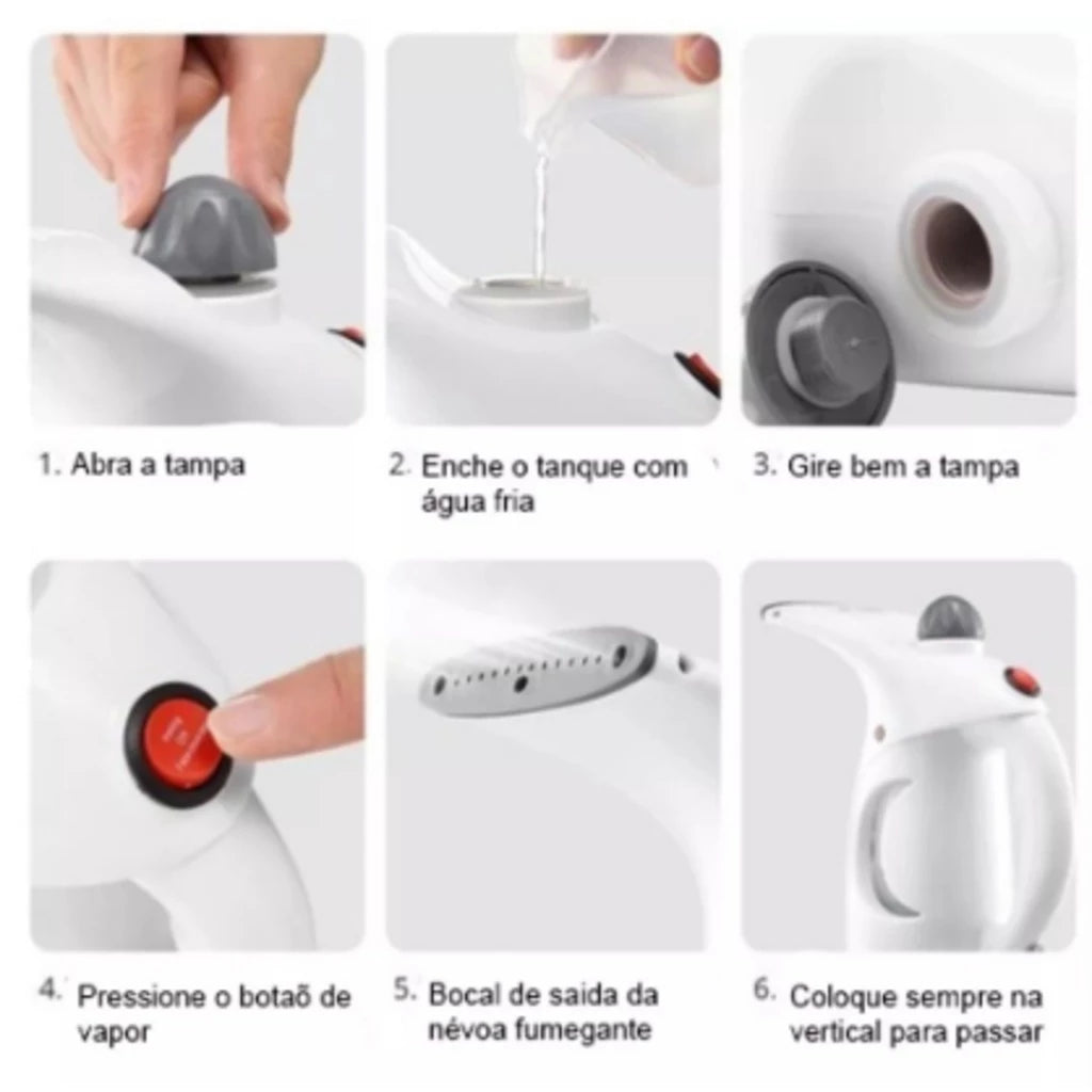 Passadeira a Vapor Portátil Premium 800W – Roupas Impecáveis em Minutos, Ideal para Viagens