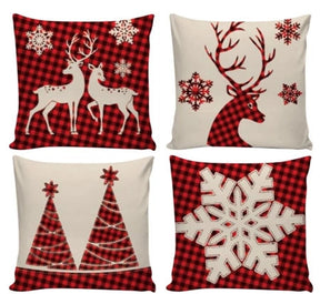 Kit 4 Capas de Almofadas Natalinas Modern Print 42x42cm – Decoração Sofisticada