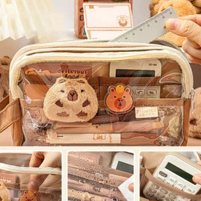 Estojo Transparente Capivara – Estilo e Organização no Dia a Dia