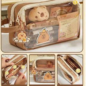 Estojo Transparente Capivara – Estilo e Organização no Dia a Dia