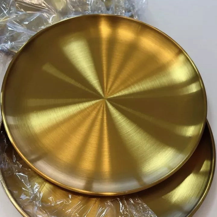 Bandeja Golden Lux  3 Unid– Aço Inoxidável Dourado 20cm