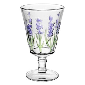 Conjunto com Jarra e 6 Taças  Lavanda/Coqueiro em Cristal – Pintura Manual | Mesa Posta com Sofisticação