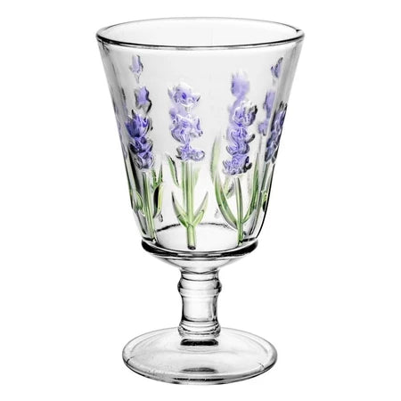 Conjunto com Jarra e 6 Taças  Lavanda/Coqueiro em Cristal – Pintura Manual | Mesa Posta com Sofisticação