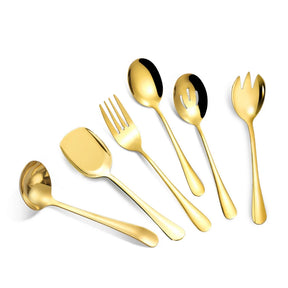 Kit de servir 6 utensílios Dourados de Aço Inox-GoldenServe™