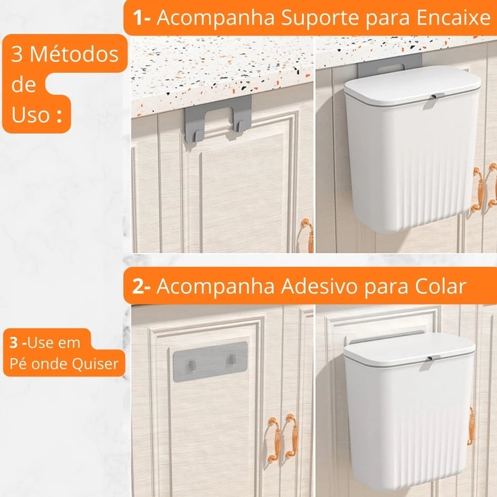 Lixeira Dobrável 9L LixoFlex  para Cozinha, Banheiro e Muito Mais -Lar Equipado