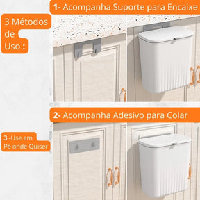 Lixeira Dobrável 9L LixoFlex  para Cozinha, Banheiro e Muito Mais -Lar Equipado